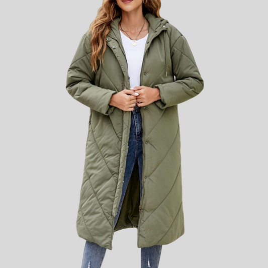 Women’s Maxi Puffer Coat – Oversized Hooded Layer for Full-Length Winter Coverage