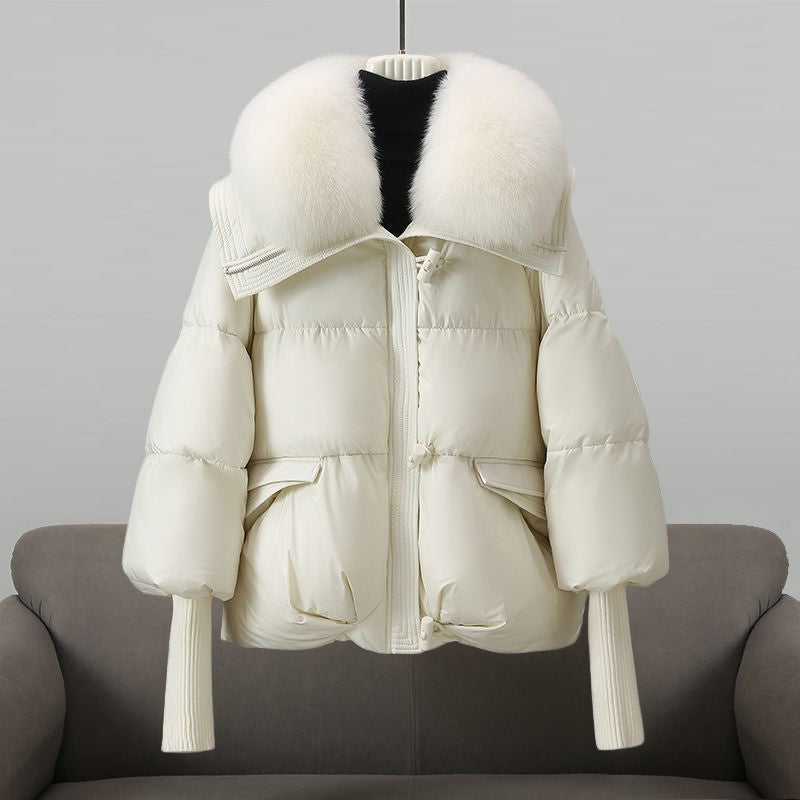 Women’s Faux-Fur Hooded Puffer Jacket – Water-Repellent Glamorous Winter Layer for Elegant Cold-Weather Wear