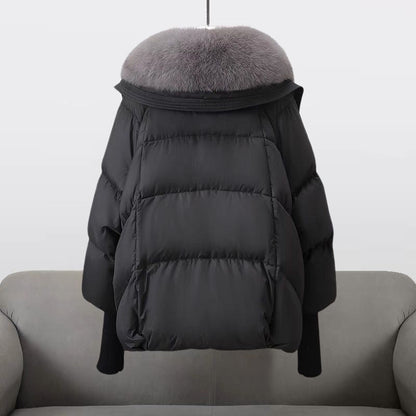 Women’s Faux-Fur Hooded Puffer Jacket – Water-Repellent Glamorous Winter Layer for Elegant Cold-Weather Wear