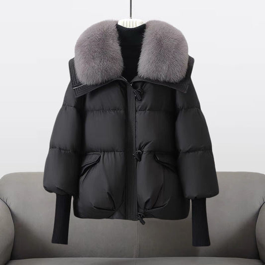 Women’s Faux-Fur Hooded Puffer Jacket – Water-Repellent Glamorous Winter Layer for Elegant Cold-Weather Wear