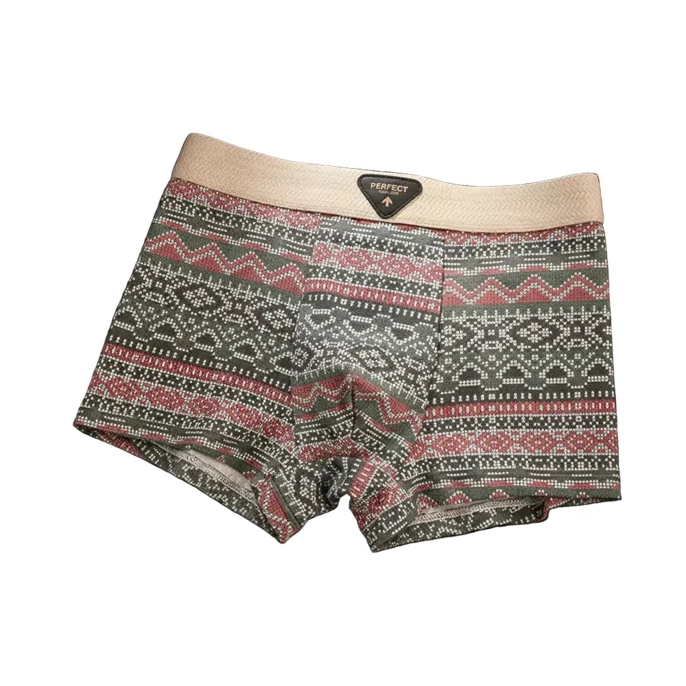 Men’s Patterned Cotton Boxer Briefs – Breathable Comfort-Fit Underwear with Supportive Contoured Pouch