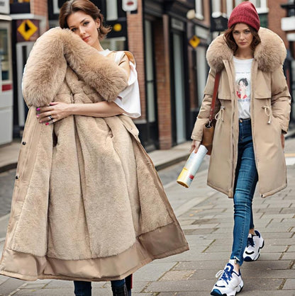 Women’s Plush-Lined Hooded Winter Parka – Warm Longline Cold-Weather Layer