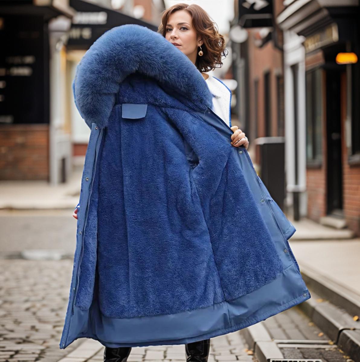 Women’s Plush-Lined Hooded Winter Parka – Warm Longline Cold-Weather Layer
