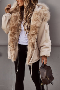 Women’s Hooded Parka – Faux Fur Trim with Drawstring Waist