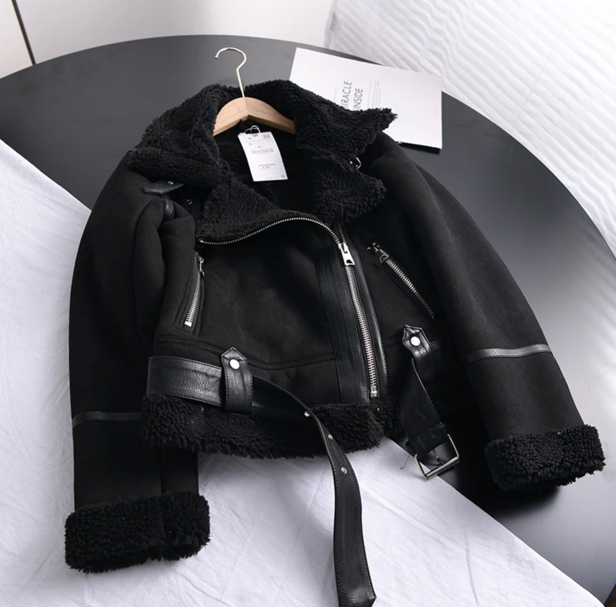 Women’s Cropped Jacket – Teddy Lining with Lapel Collar
