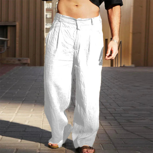 Men’s Wide-Leg Trousers – Pleated Front with Slanted Side Pockets
