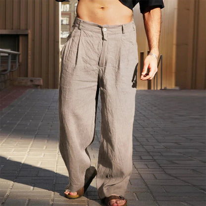 Men’s Wide-Leg Trousers – Pleated Front with Slanted Side Pockets