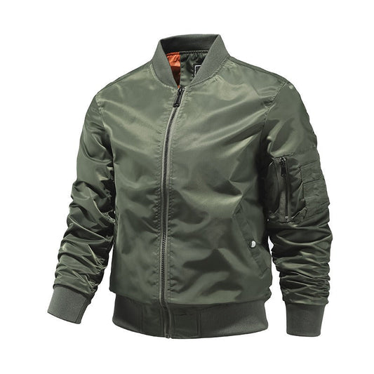 Men’s Military Bomber Jacket – Lightweight Zip-Front Outerwear with Utility Sleeve Pocket