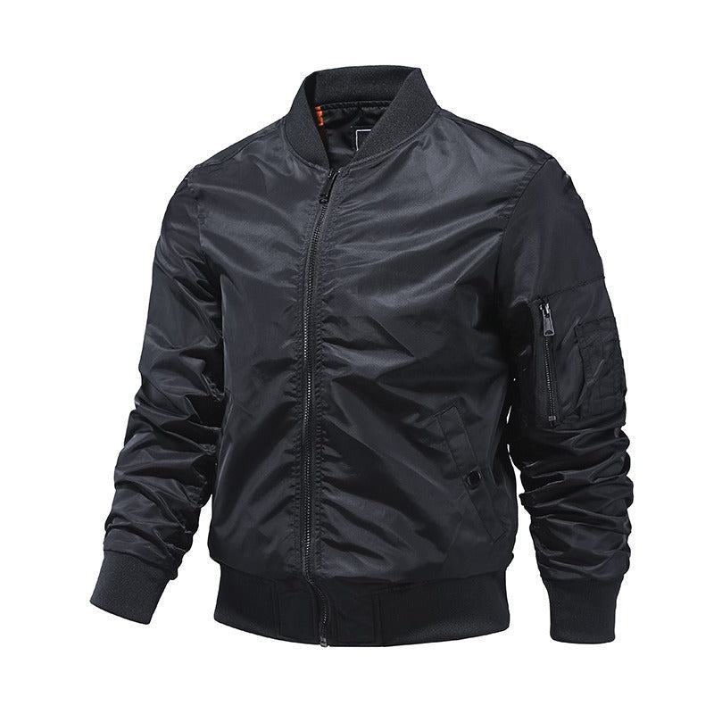 Men’s Military Bomber Jacket – Lightweight Zip-Front Outerwear with Utility Sleeve Pocket