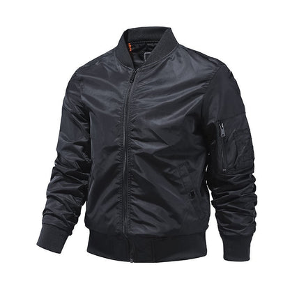 Men’s Military Bomber Jacket – Lightweight Zip-Front Outerwear with Utility Sleeve Pocket