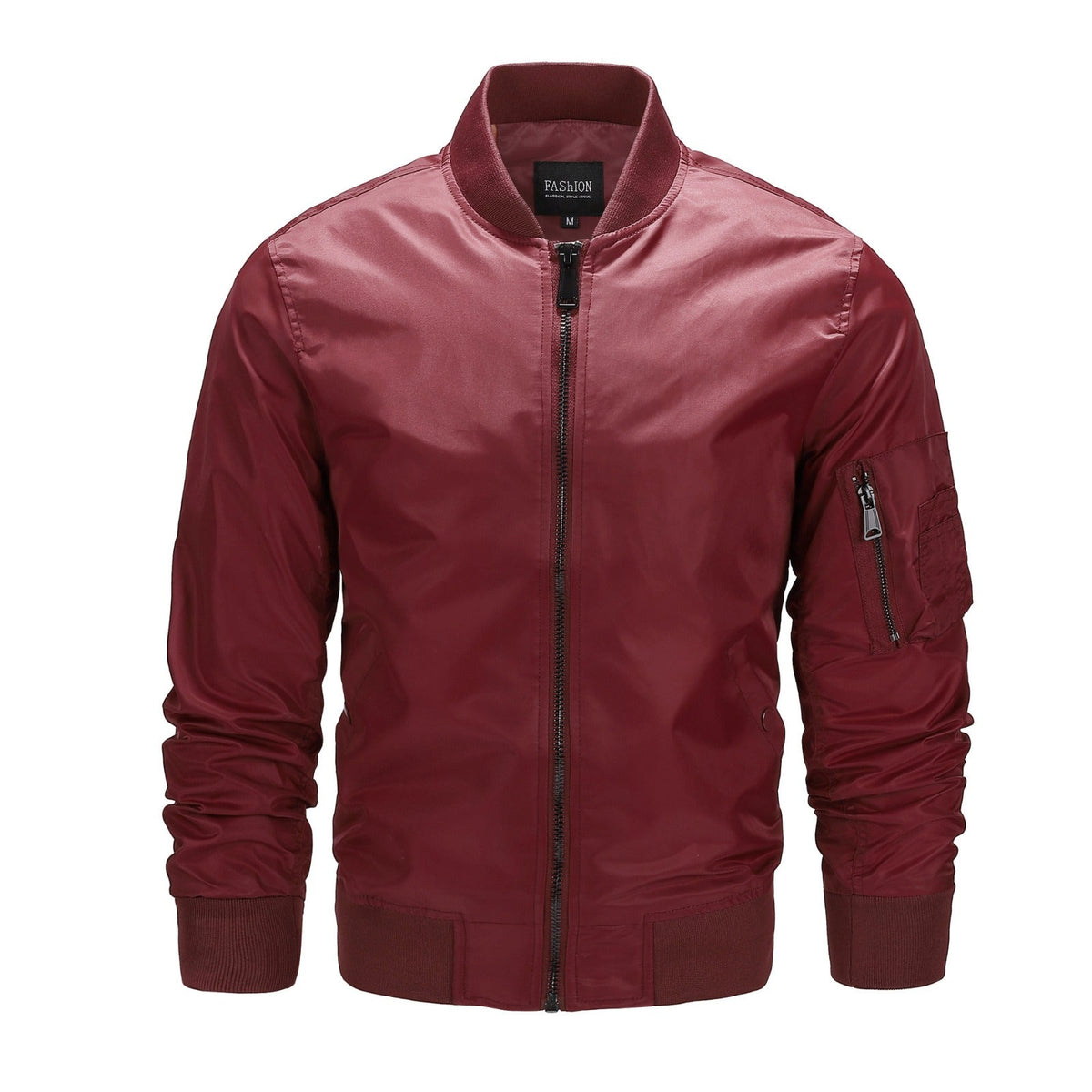Men’s Military Bomber Jacket – Lightweight Zip-Front Outerwear with Utility Sleeve Pocket
