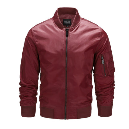 Men’s Military Bomber Jacket – Lightweight Zip-Front Outerwear with Utility Sleeve Pocket
