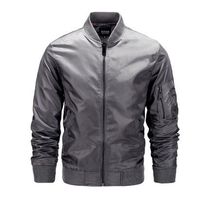 Men’s Military Bomber Jacket – Lightweight Zip-Front Outerwear with Utility Sleeve Pocket