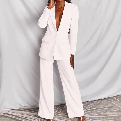Women’s Two-Piece Set – Blazer with Matching High-Waisted Trousers