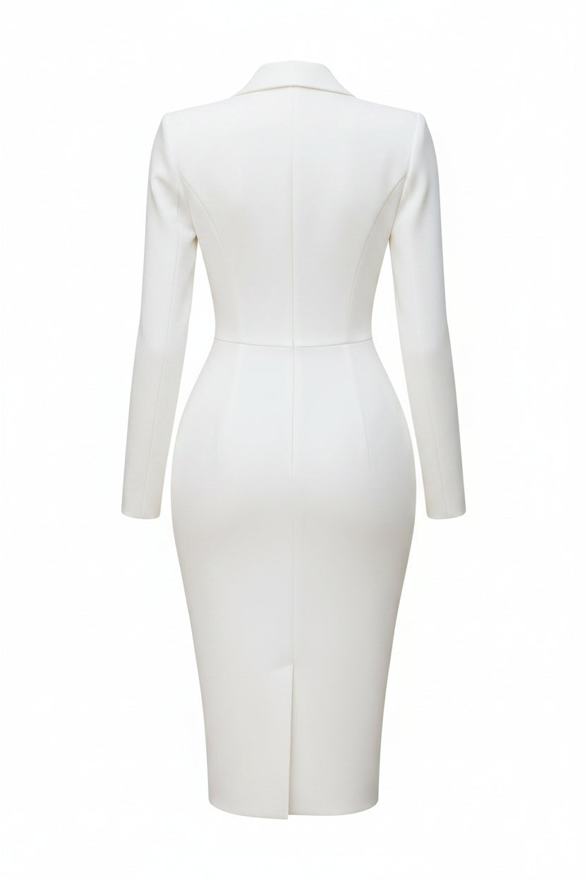 Women’s Tailored Blazer Midi Dress – Structured Spring Occasion Style for Work and Events