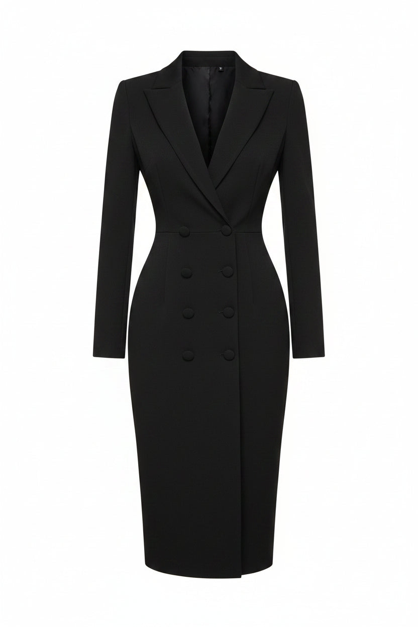 Women’s Tailored Blazer Midi Dress – Structured Spring Occasion Style for Work and Events