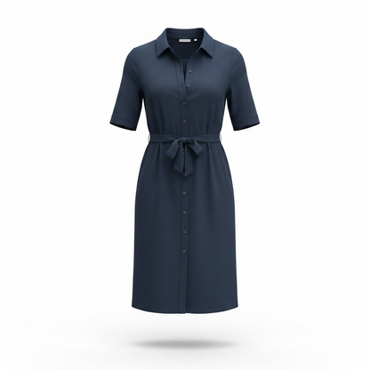 Women’s Belted Shirt Dress – Button-Front Spring Style for Smart Casual Occasions