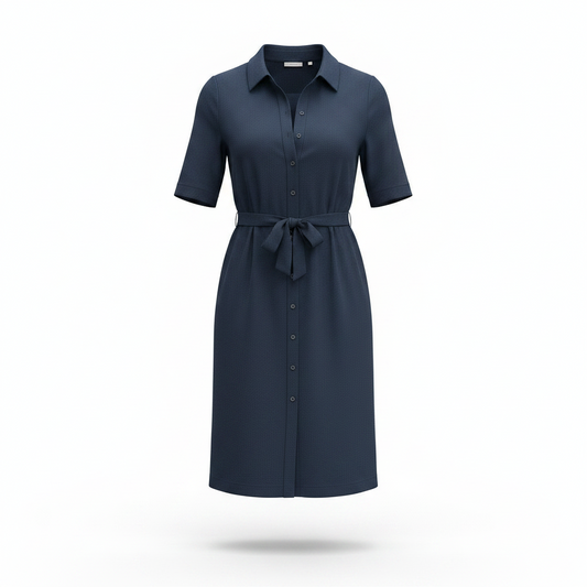 Women’s Belted Shirt Dress – Button-Front Spring Style for Smart Casual Occasions