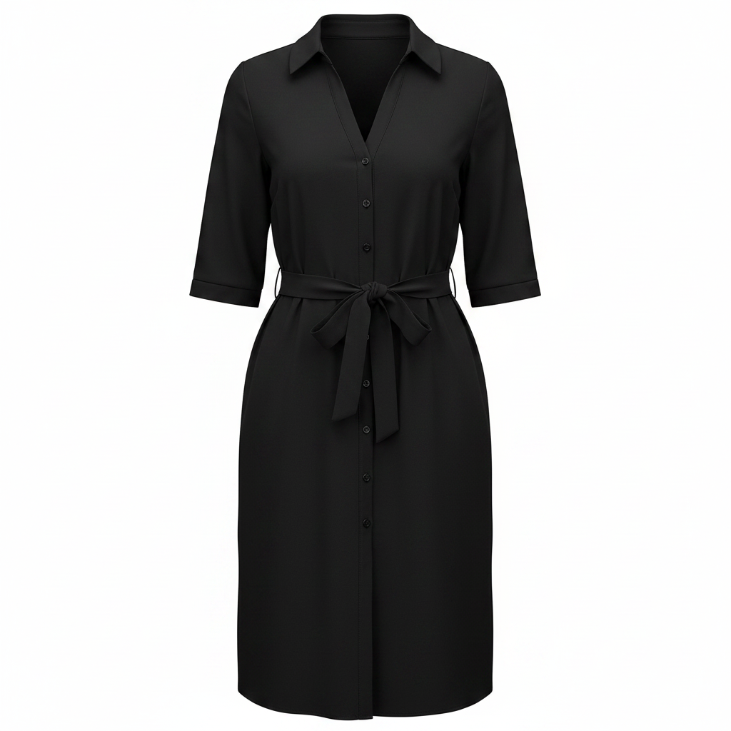Women’s Belted Shirt Dress – Button-Front Spring Style for Smart Casual Occasions