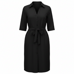 Women’s Belted Shirt Dress – Button-Front Spring Style for Smart Casual Occasions
