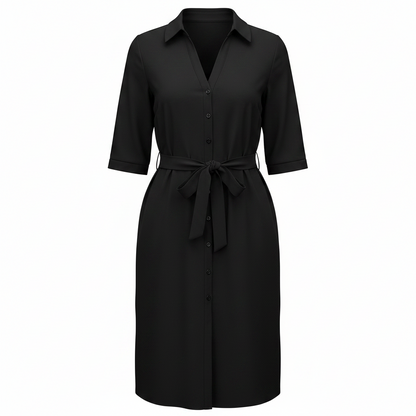 Women’s Belted Shirt Dress – Button-Front Spring Style for Smart Casual Occasions