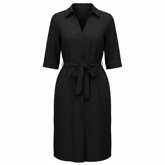 Women’s Belted Shirt Dress – Button-Front Spring Style for Smart Casual Occasions