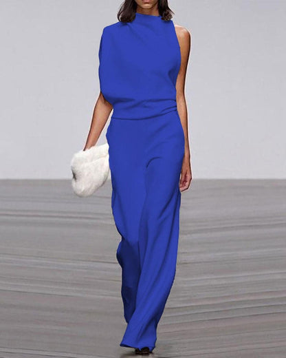 Women’s One-Shoulder Wide-Leg Jumpsuit – Elegant Occasion Style for Weddings and Evening Events