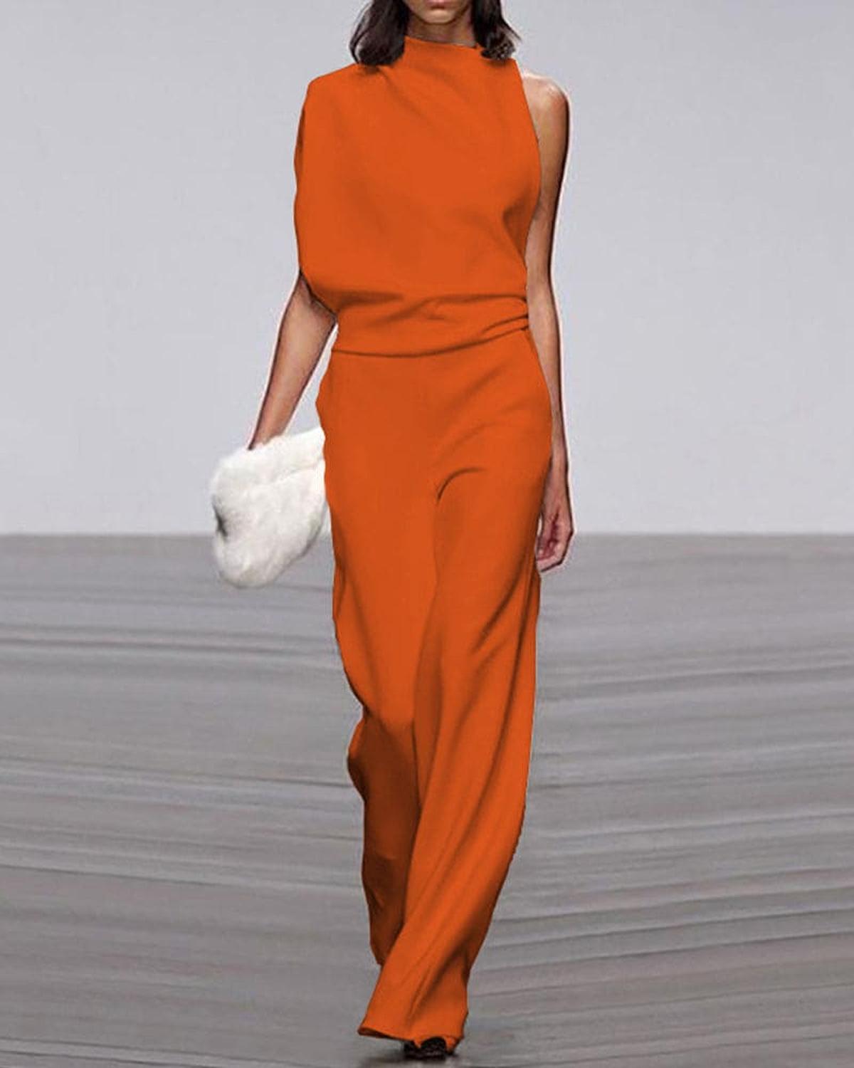 Women’s One-Shoulder Wide-Leg Jumpsuit – Elegant Occasion Style for Weddings and Evening Events