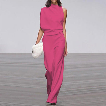 Women’s One-Shoulder Wide-Leg Jumpsuit – Elegant Occasion Style for Weddings and Evening Events