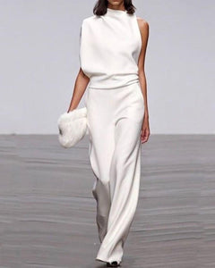 Women’s One-Shoulder Wide-Leg Jumpsuit – Elegant Occasion Style for Weddings and Evening Events