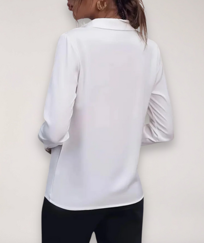 Women’s Tailored Button-Up Blouse – Lightweight Spring Office Shirt for Smart Casual Wear