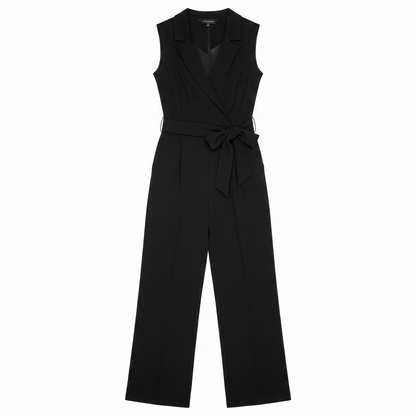Women’s Sleeveless Wrap Jumpsuit – Wide-Leg Belted Spring Style for Weddings and Smart Events