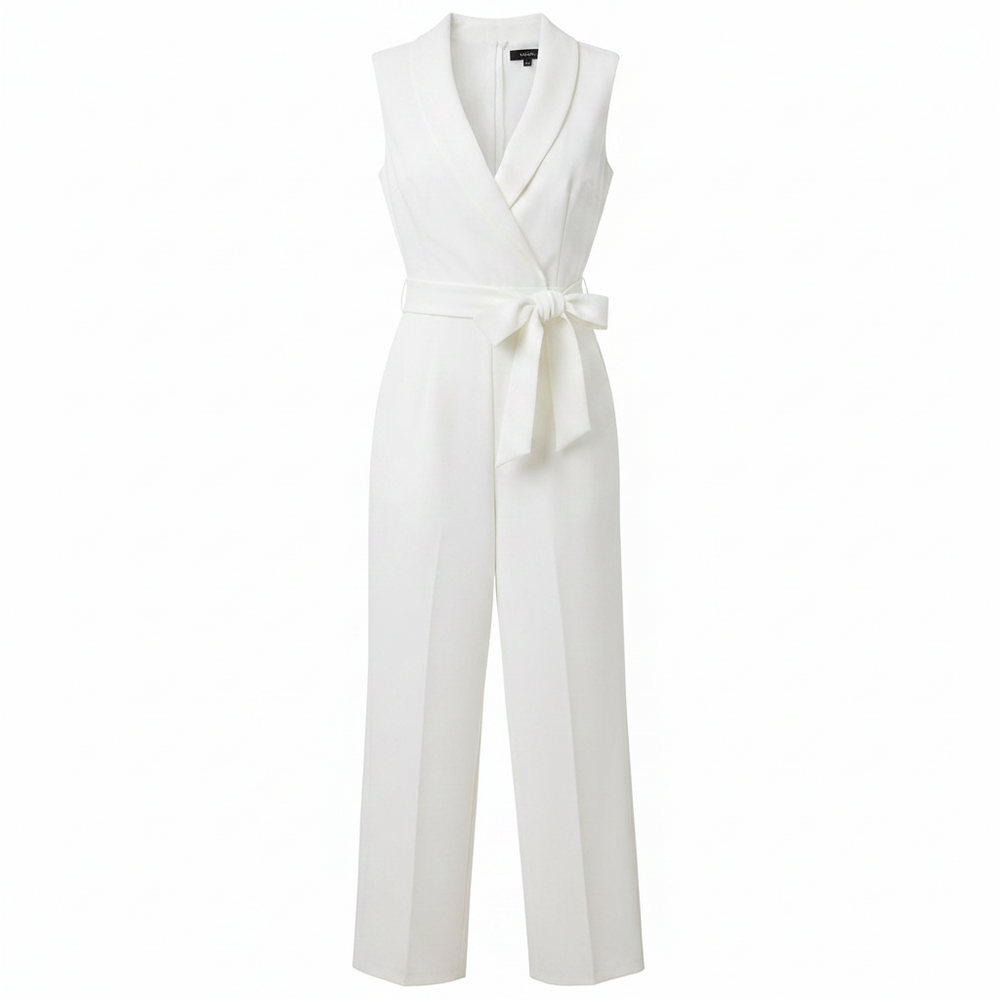 Women’s Sleeveless Wrap Jumpsuit – Wide-Leg Belted Spring Style for Weddings and Smart Events