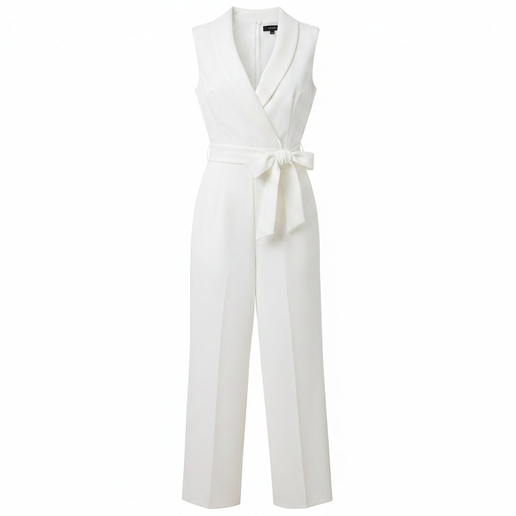 Women’s Sleeveless Wrap Jumpsuit – Wide-Leg Belted Spring Style for Weddings and Smart Events