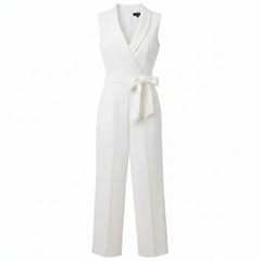 Women’s Sleeveless Wrap Jumpsuit – Wide-Leg Belted Spring Style for Weddings and Smart Events
