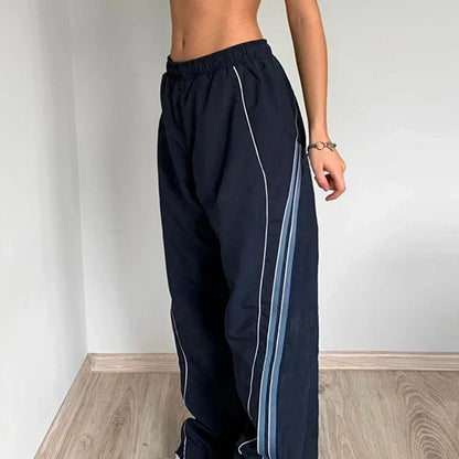 Women’s Side-Stripe Track Trousers – Relaxed Elastic-Waist Sportswear for Training and Streetwear