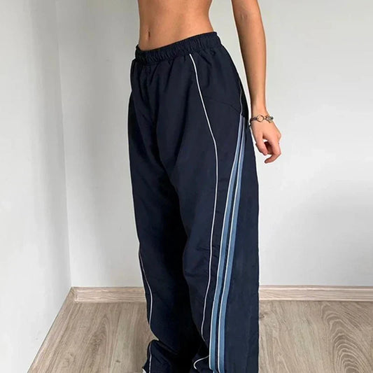 Women’s Side-Stripe Track Trousers – Relaxed Elastic-Waist Sportswear for Training and Streetwear