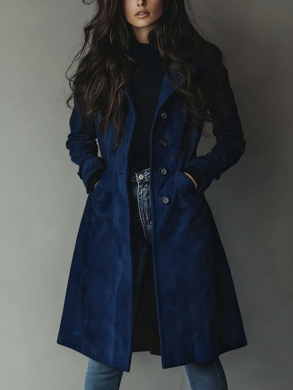 Women’s Trench Coat – Belted Waist with Wide Notch Lapel