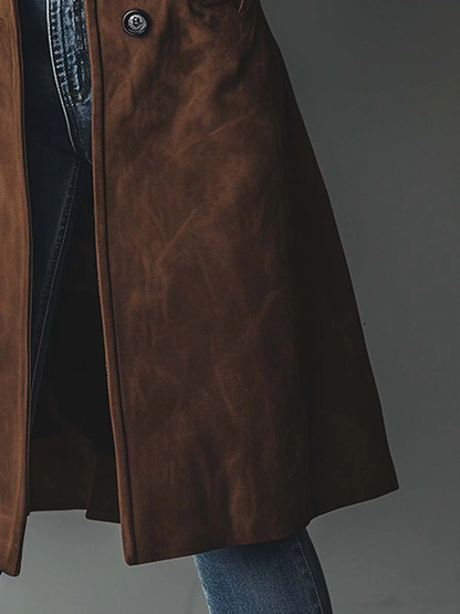 Women’s Trench Coat – Belted Waist with Wide Notch Lapel