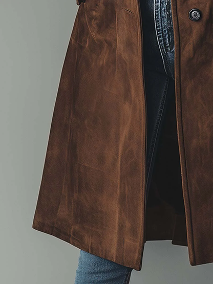 Women’s Trench Coat – Belted Waist with Wide Notch Lapel