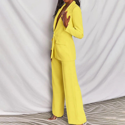 Women’s Two-Piece Set – Blazer with Matching High-Waisted Trousers
