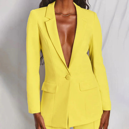 Women’s Two-Piece Set – Blazer with Matching High-Waisted Trousers