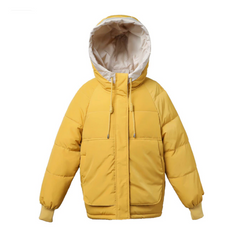 Women’s Hooded Puffer Jacket – Relaxed Quilted Winter Layer with Drawstring Hood