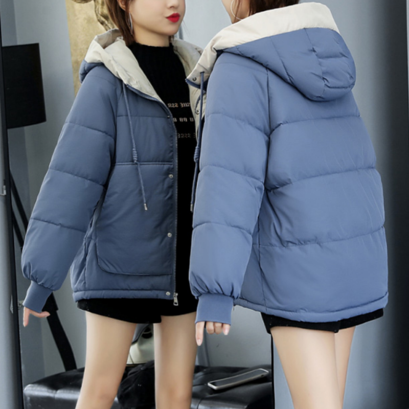 Women’s Hooded Puffer Jacket – Relaxed Quilted Winter Layer with Drawstring Hood
