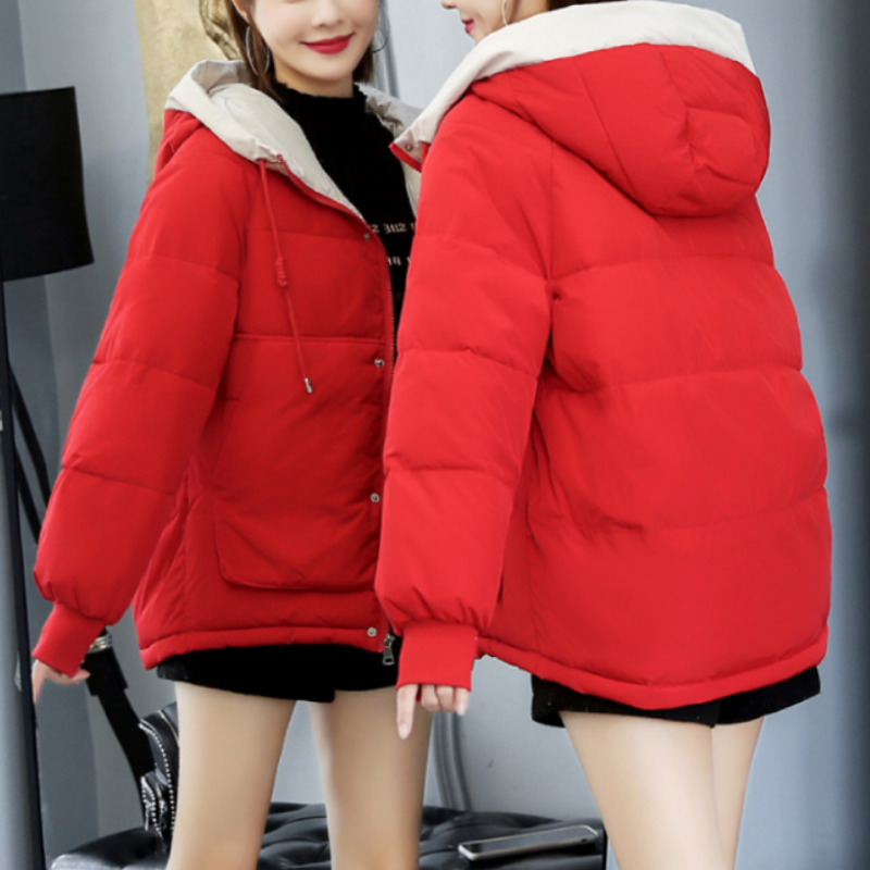 Women’s Hooded Puffer Jacket – Relaxed Quilted Winter Layer with Drawstring Hood