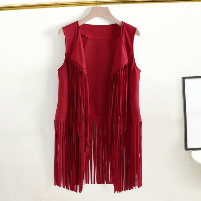 Women’s Longline Fringe Vest – Sleeveless Western-Inspired Festival Layer for Summer Parties