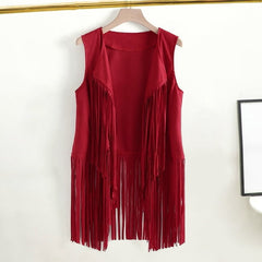 Women’s Longline Fringe Vest – Sleeveless Western-Inspired Festival Layer for Summer Parties