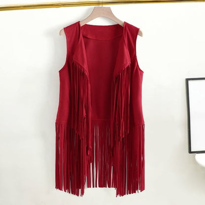 Women’s Longline Fringe Vest – Sleeveless Western-Inspired Festival Layer for Summer Parties