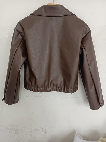 Women’s Cropped Jacket – Elasticated Hem with Fold-Down Collar