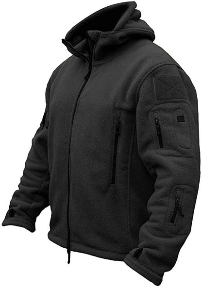 Men’s Hooded Fleece Jacket – Warm Multi-Pocket Outdoor Layer for Hiking and Everyday Wear